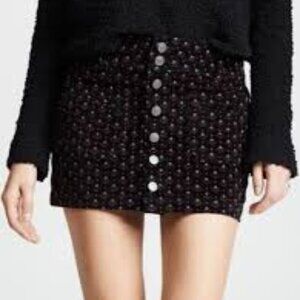We The Free Women Skirt 27 Black Geometric Mini Corduroy Button Front NWOT Y2K